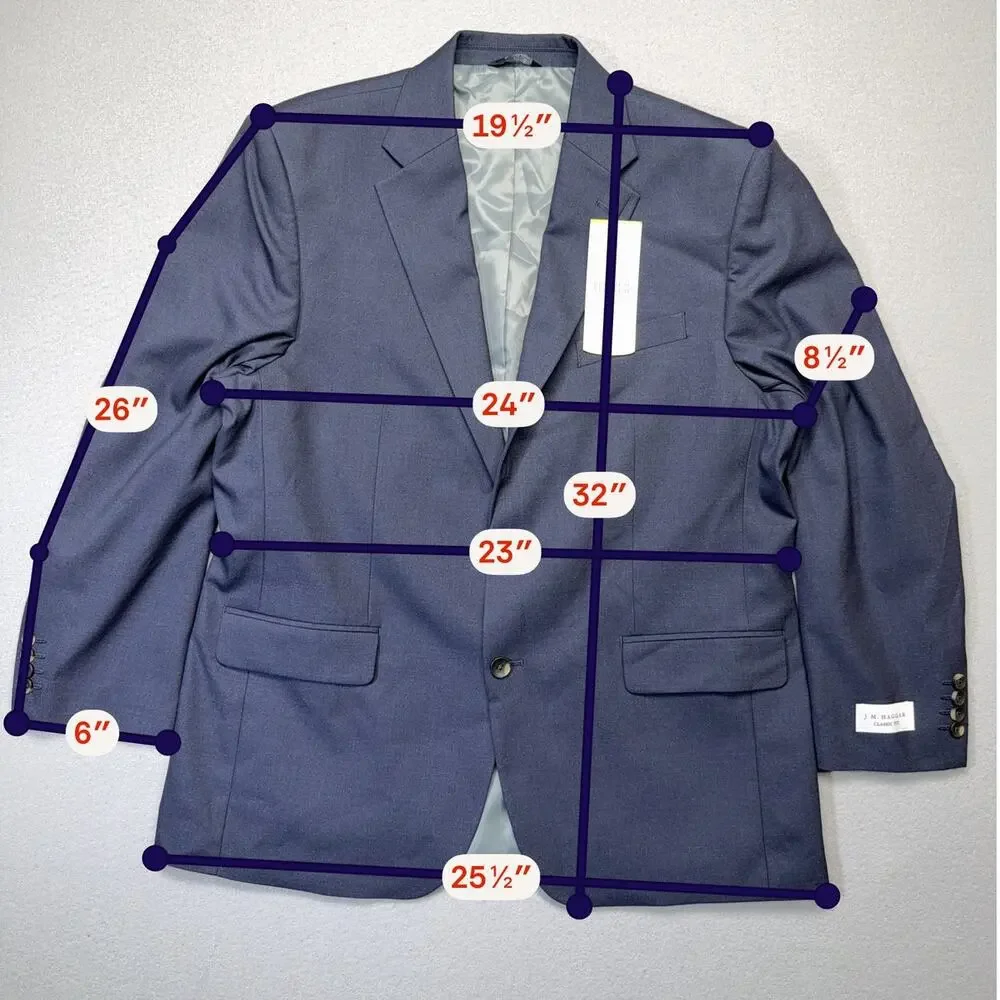 Haggar Men's Classic Fit Premium Stretch Suit Jacket  Dark Navy 44R $220